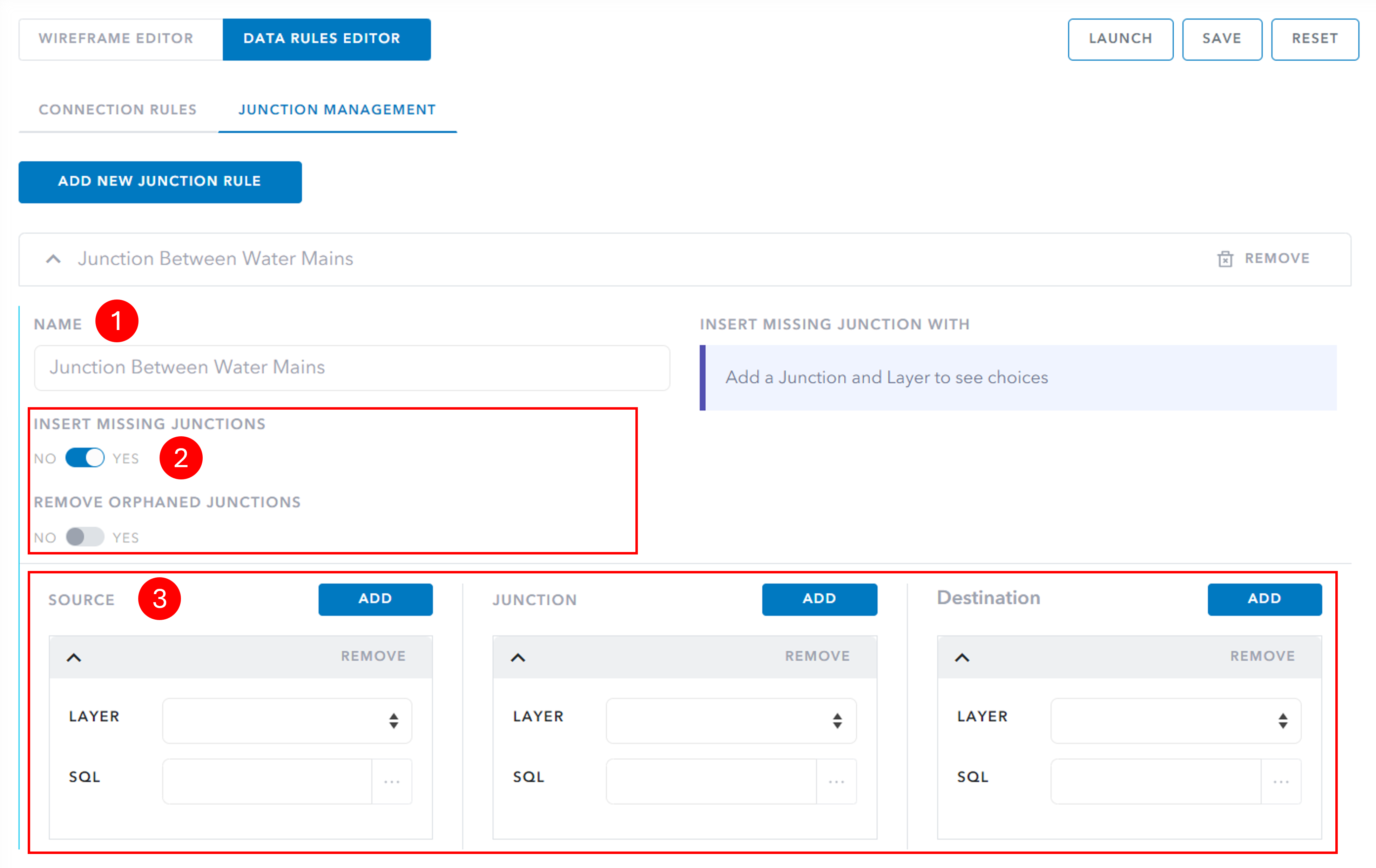 Create a junction management rule