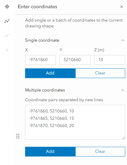 Example of Z-enabled coordinate entry