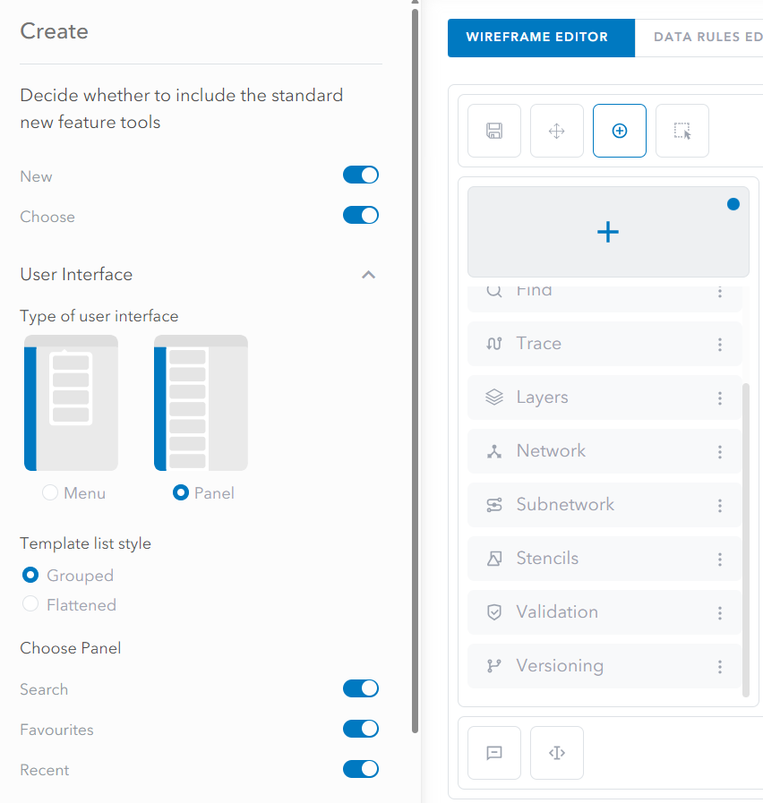 Choose panel settings