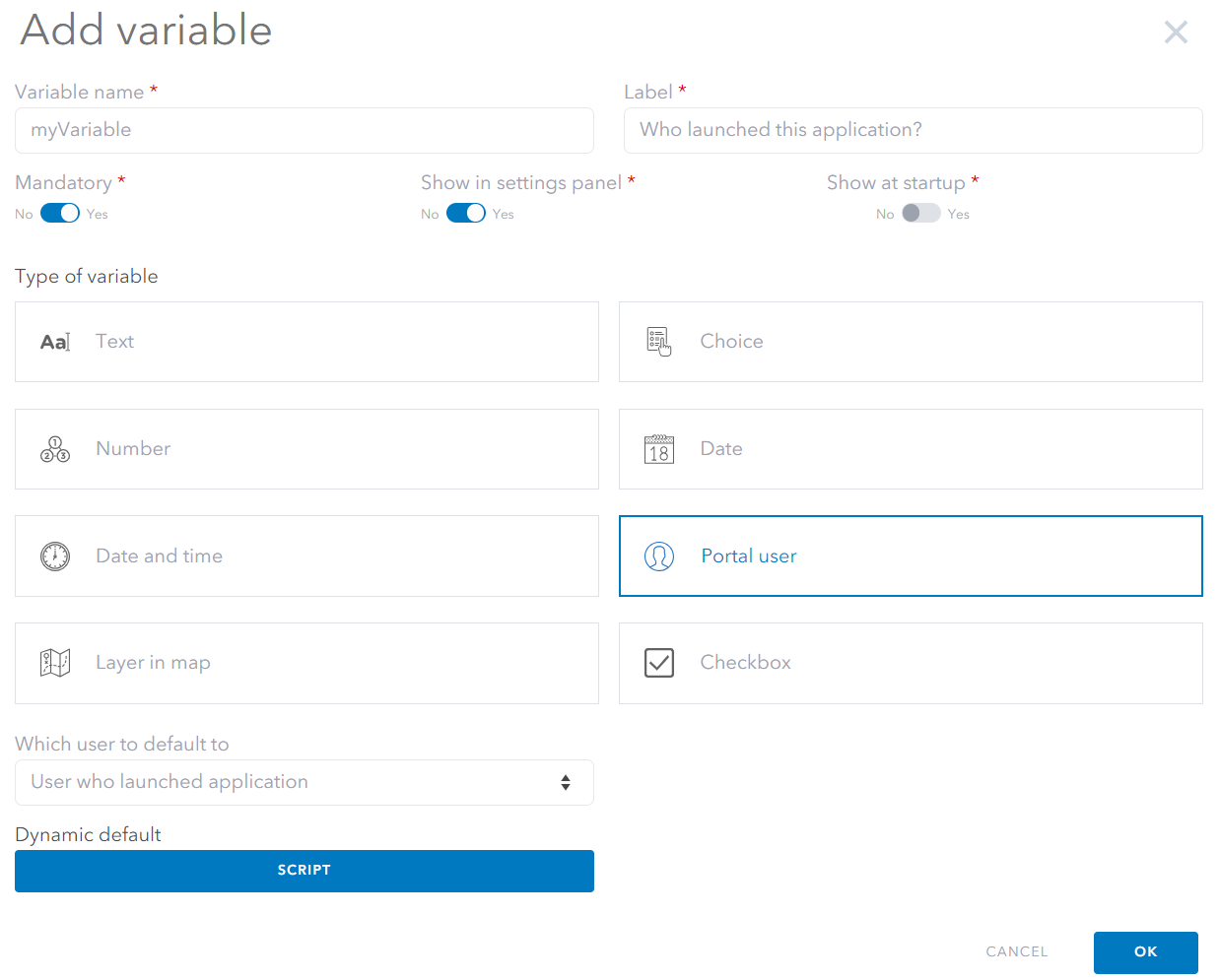 The types of custom settings that can be configured